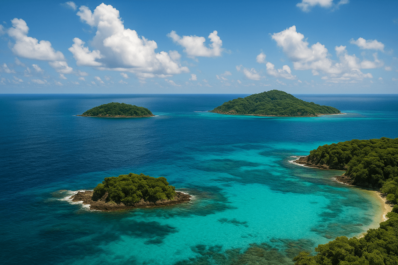 Mar Caribe con tonos turquesa